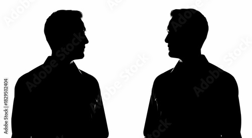 Two male silhouettes facing each other in profile.