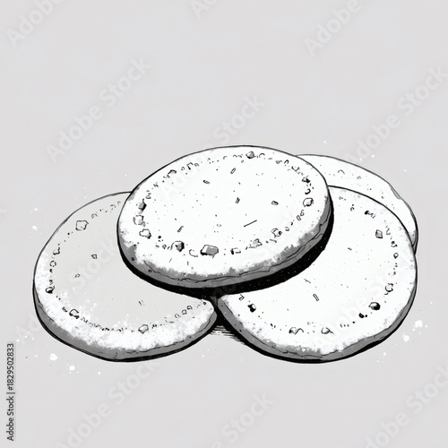 Hand-drawn Christmas holiday dessert cookies on grey background  