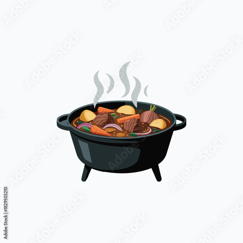  an illustration of a hearty beef stew, likely a classic French dish known as Beef Bourguignon. 