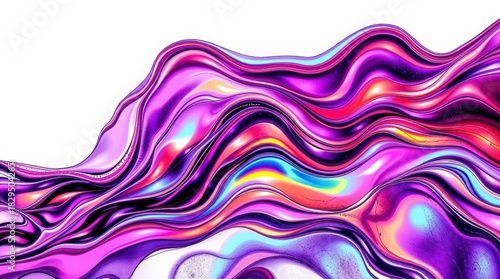 Abstract flowing waves of vibrant colors with a glossy, iridescent effect