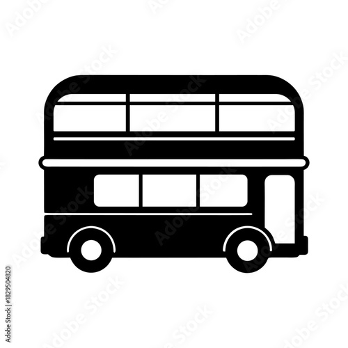 Double Decker Bus Icon – Two Floor Bus Vector on White Background.