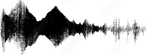 Waveform graph representing sound frequencies. Black and white vector illustration with a simple design.