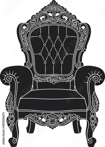 Ornate baroque throne chair vector silhouette