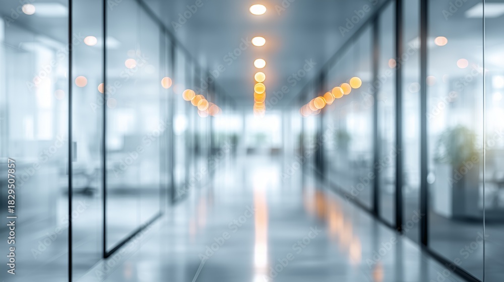 Fototapeta premium Modern Blurred Office Corridor Interior
