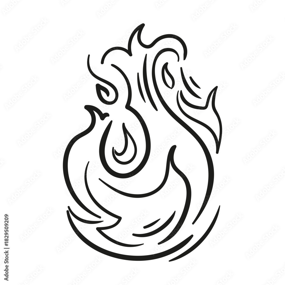 Obraz premium Abstract flame motif in vector smooth curves, energetic and modern.