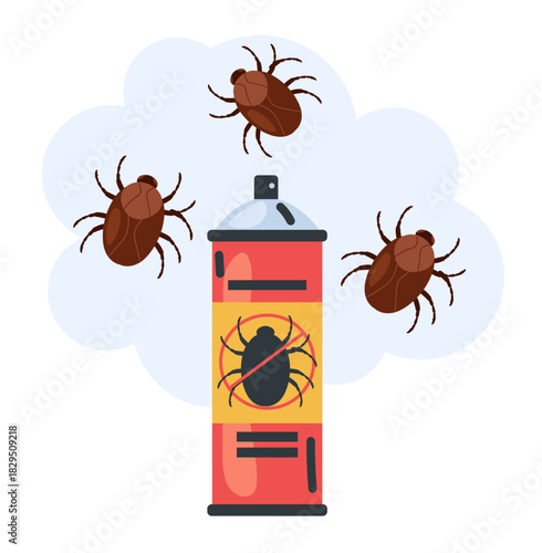 Pesticide pest bottle control insect insecticide spray concept. Vector graphic design illustration