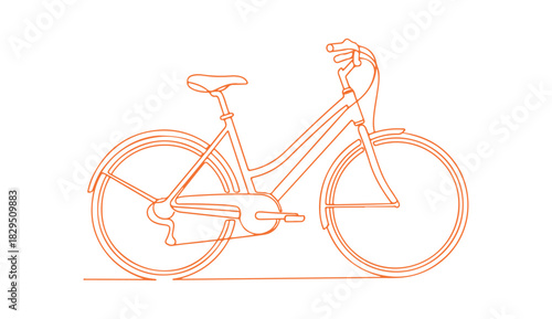 Bicycle Continuous Line Art Illustration. Editable Vector Drawing