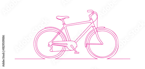 Editable Vector Drawing. Bicycle Continuous Line Art Illustration