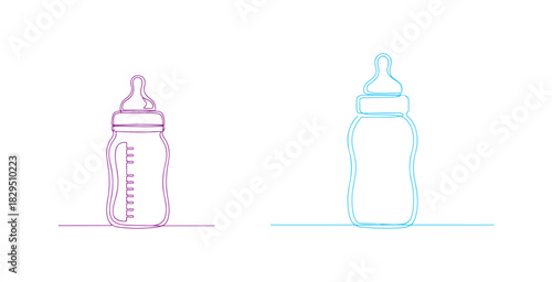 A single continuous line drawing of a baby feeder icon. Vector illustration in one line.