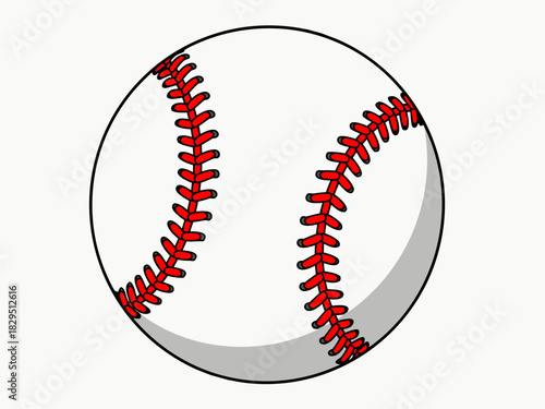 Vector illustration of a classic baseball with red stitches, isolated on a white background. Sports equipment for game and design concepts. 55