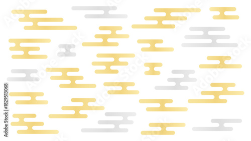 日本の伝統的な文様のエ霞/えがすみのセット - おしゃれでかわいい和風の華やかな金色と銀色の装飾
