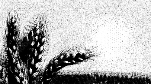 Antique engraving of wheat with intricate hand-drawn outlines. This monochrome vector illustration showcases rural flora in a vintage style.