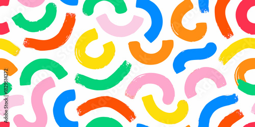 Brushstroke colorful geometric pattern on white background for creative designs