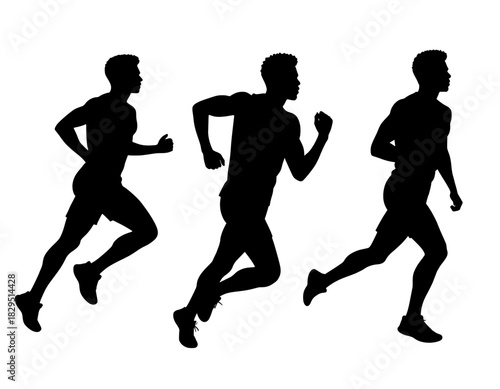 illustration set vector silhouette people running