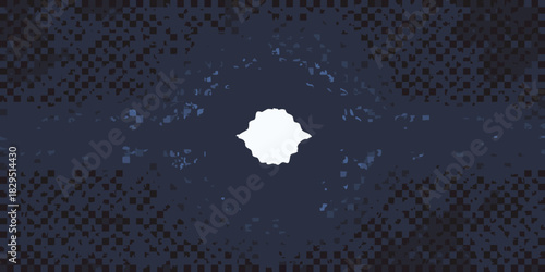 Abstract dark blue background with white center shape and checkered pattern