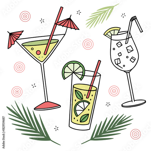 Cocktail Drinks Menu Vector Illustration