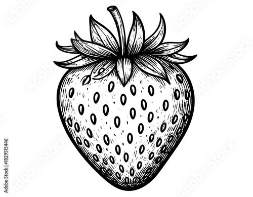 illustration vector hand-drawn strawberry black and white
