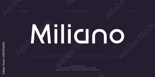 Miliano, Abstract technology space font logo alphabet. techno and sport fonts. Typography digital sci-fi movie logos. vector illustration

