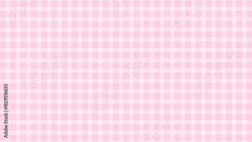 Pink and white plaid fabric texture background. Seamless pattern checkered wallpaper.