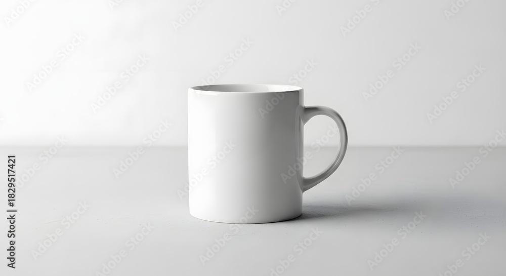 Fototapeta premium Plain white ceramic mug mockup on a white background for branding