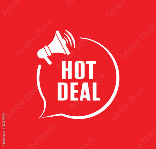 Hot Deal label on white background