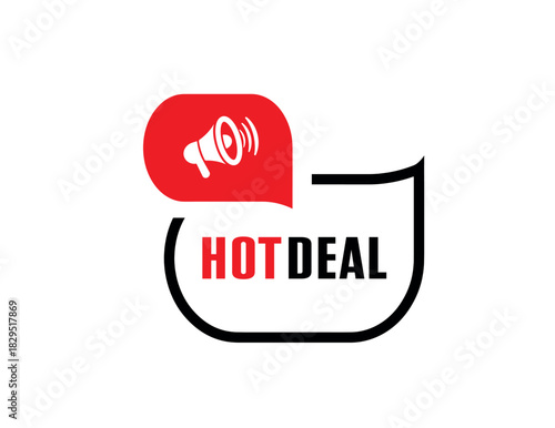 Hot Deal label on white background