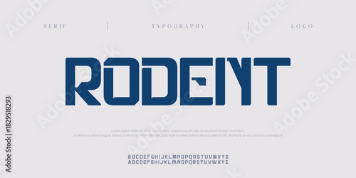 Rodent, Minimal modern logo alphabet font. Typography abstract minimalist sans serif typeface technology, electronic, music, creative logos fonts. vector illustration
