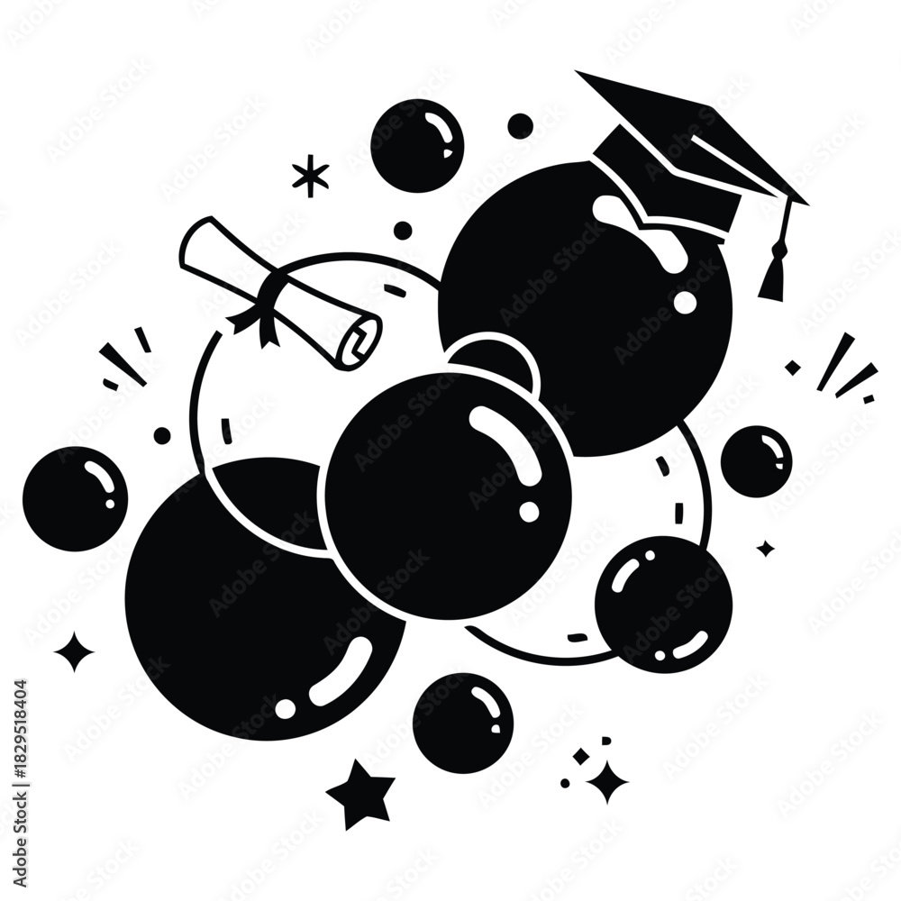 Obraz premium Graduation Celebration Vector, Congrats Graduate Design, Achievement Icon