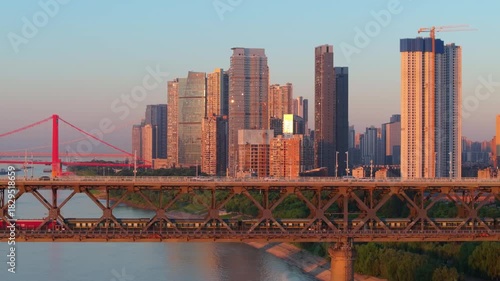 Wuhan city landmark skyline scenery