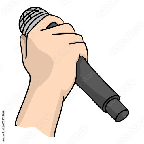 Hand Holding Wireless Microphone Vector Illustration