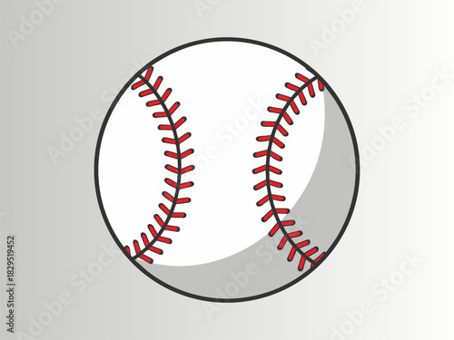 A simple vector illustration of a classic baseball with red stitches. An isolated sports equipment icon perfect for game day design elements and athletic templates