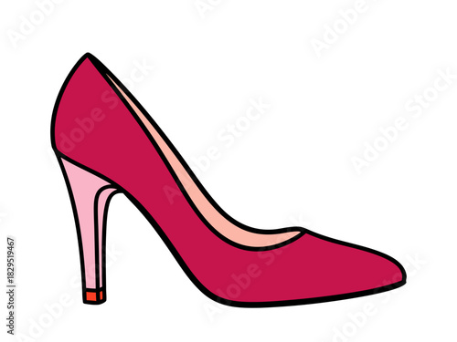 Elegant pink high heel shoe vector illustration, perfect for fashion, glamour, and style designs. A sophisticated footwear icon for women's apparel concepts