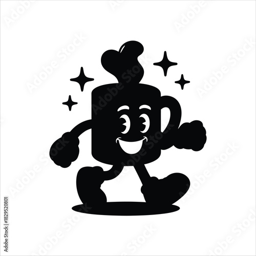 coffee time silhouette vector illustration design