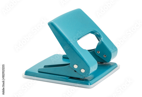 Turquoise office hole punch isolated on transparent background