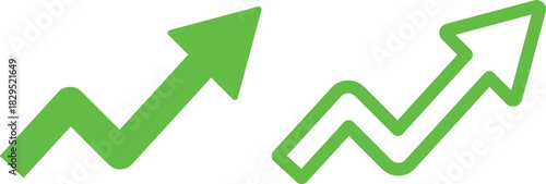 upward arrow icon. upward trending jagged line arrow icon on white, symbolizing growth on Transparent Background. Finance data UI sign. Business growth pictogram.
