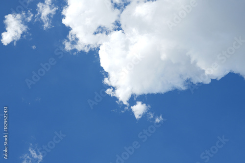 Blue sky white clouds and Beautiful puffy fluffy cumulus cloud, cloudscape background.