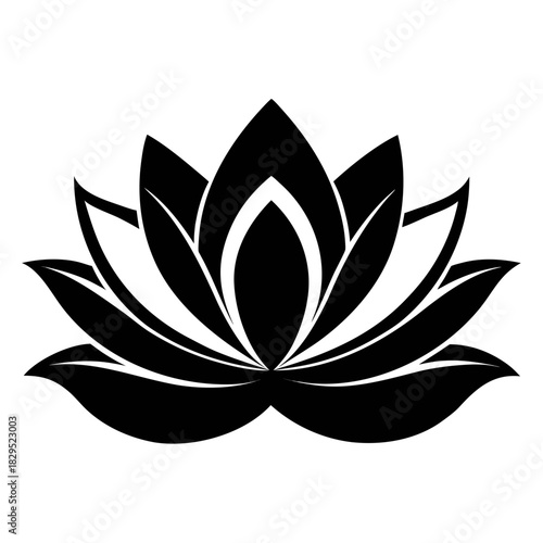 Lotus Flower vector clean black silhouette design white background