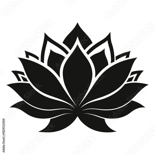 Lotus Flower vector clean black silhouette design white background