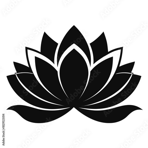 Lotus Flower vector clean black silhouette design white background