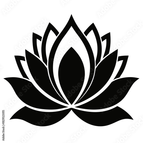 Lotus Flower vector clean black silhouette design white background
