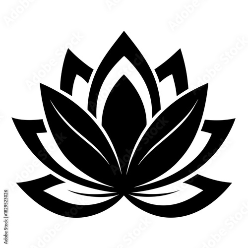 Lotus Flower vector clean black silhouette design white background