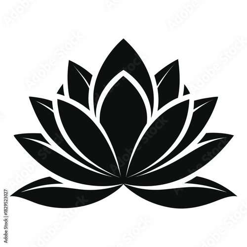 Lotus Flower vector clean black silhouette design white background