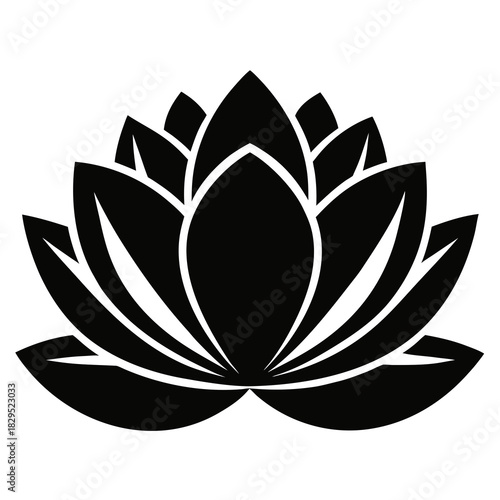 Lotus Flower vector clean black silhouette design white background