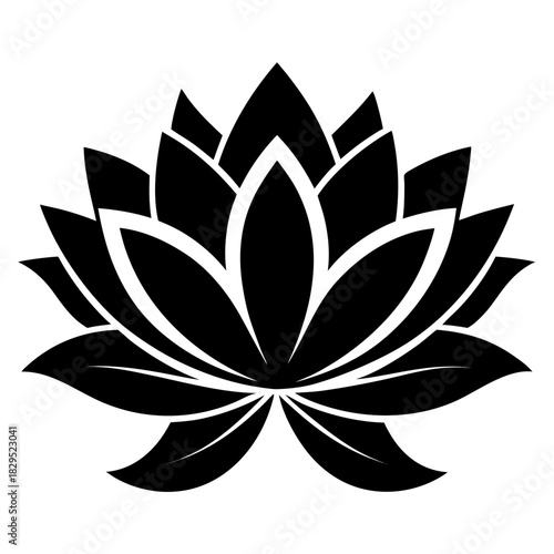 Lotus Flower vector clean black silhouette design white background