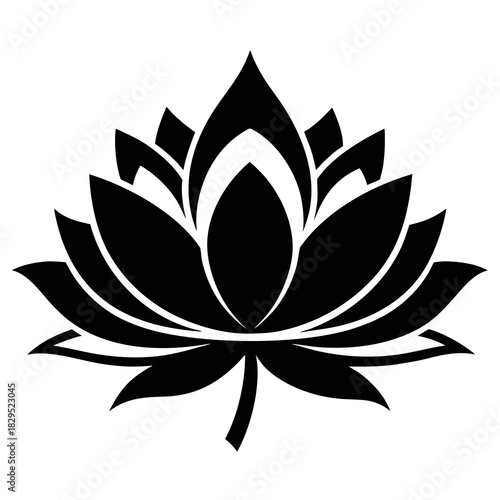 Lotus Flower vector clean black silhouette design white background