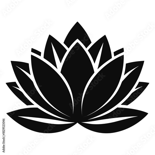 Lotus Flower vector clean black silhouette design white background
