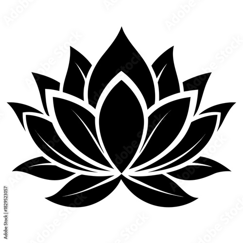 Lotus Flower vector clean black silhouette design white background