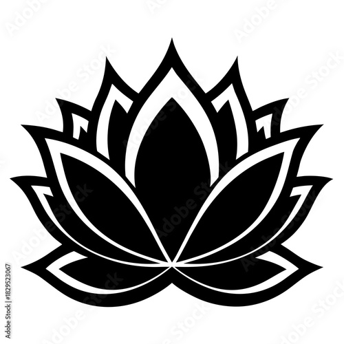 Lotus Flower vector clean black silhouette design white background