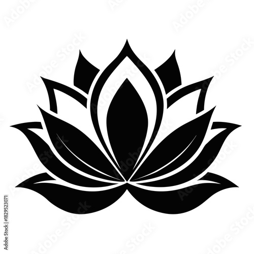 Lotus Flower vector clean black silhouette design white background