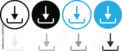 download icon button. Files download icons symbol in line and flat style on Transparent Background
